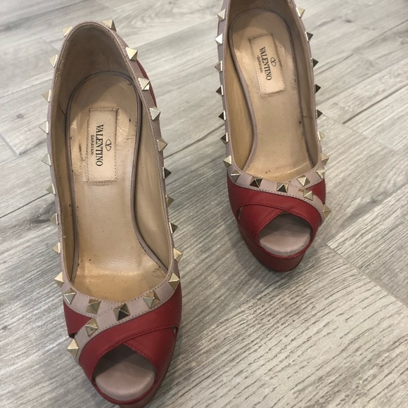 Valentino 5 inch high heel peep toe Red sz 36.5 - Picture 3 of 6